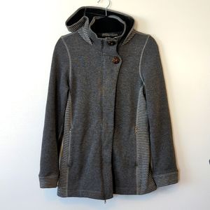 Prana Wool Blend Hooded Sweater Jacket Cozy Fleece Gray Women's Small
